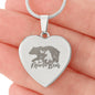 Mama Bear Heart Engraved Necklace | 1 Cub | Personalized Engraving