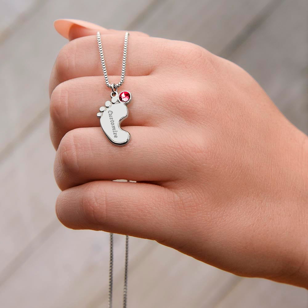 Mom | We Love You | Custom Baby Feet Necklace