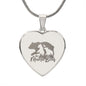 Mama Bear Heart Engraved Necklace | 2 Cubs | Personalized Engraving
