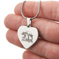 Mama Bear Heart Engraved Necklace | 3 Cubs | Personalized Engraving