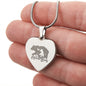 Mama Bear Heart Engraved Necklace | 1 Cub | Personalized Engraving