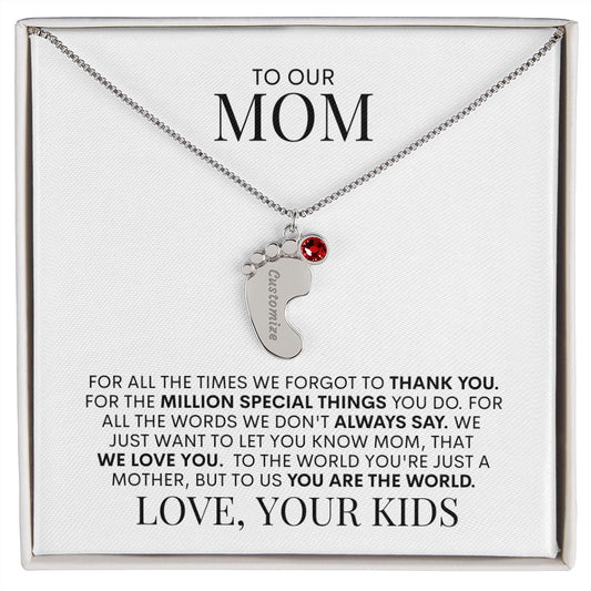 Mom | We Love You | Custom Baby Feet Necklace