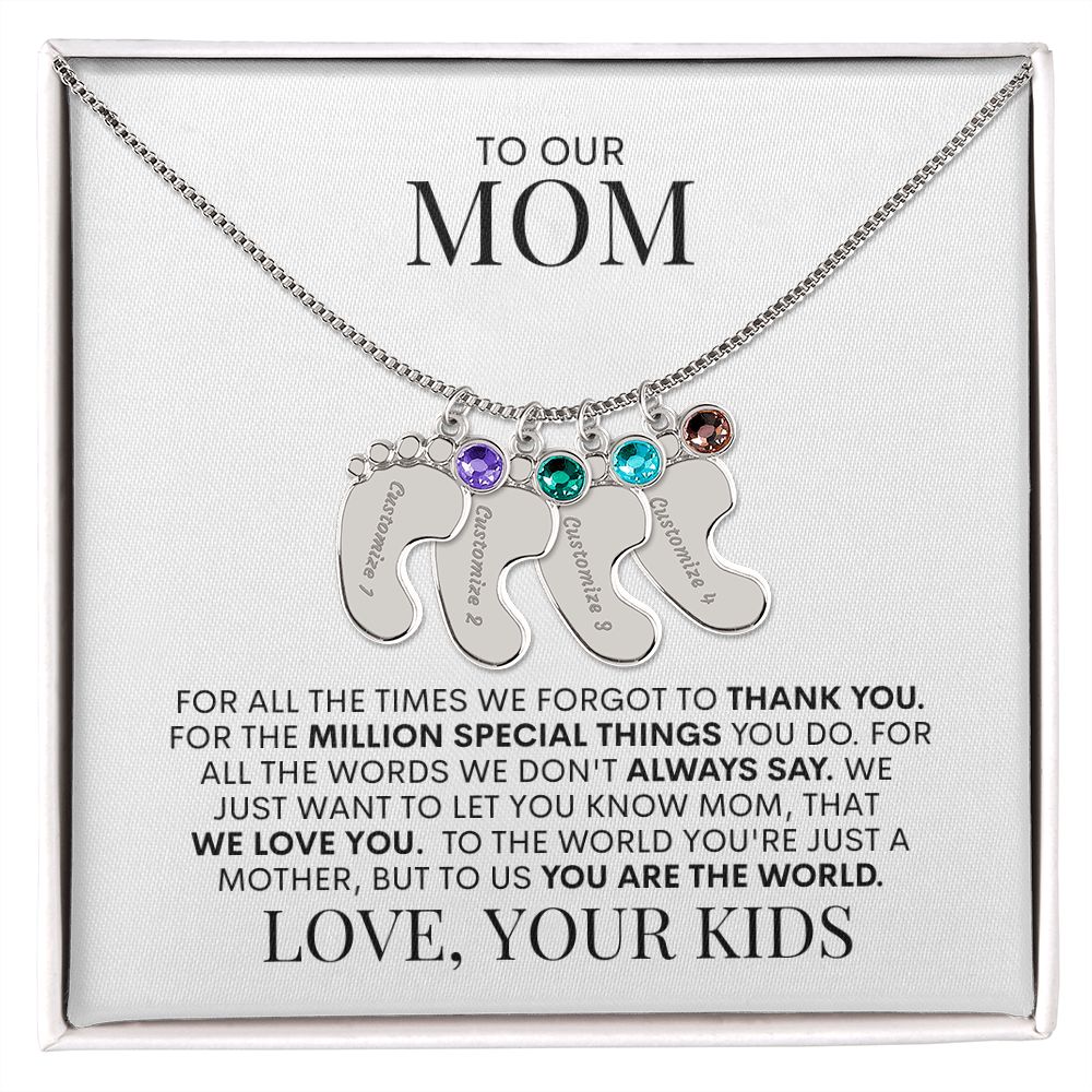 Mom | We Love You | Custom Baby Feet Necklace