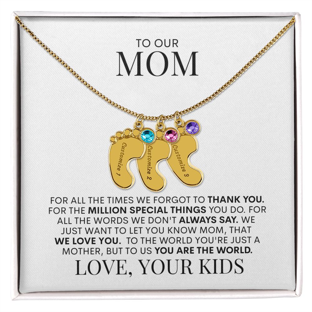Mom | We Love You | Custom Baby Feet Necklace