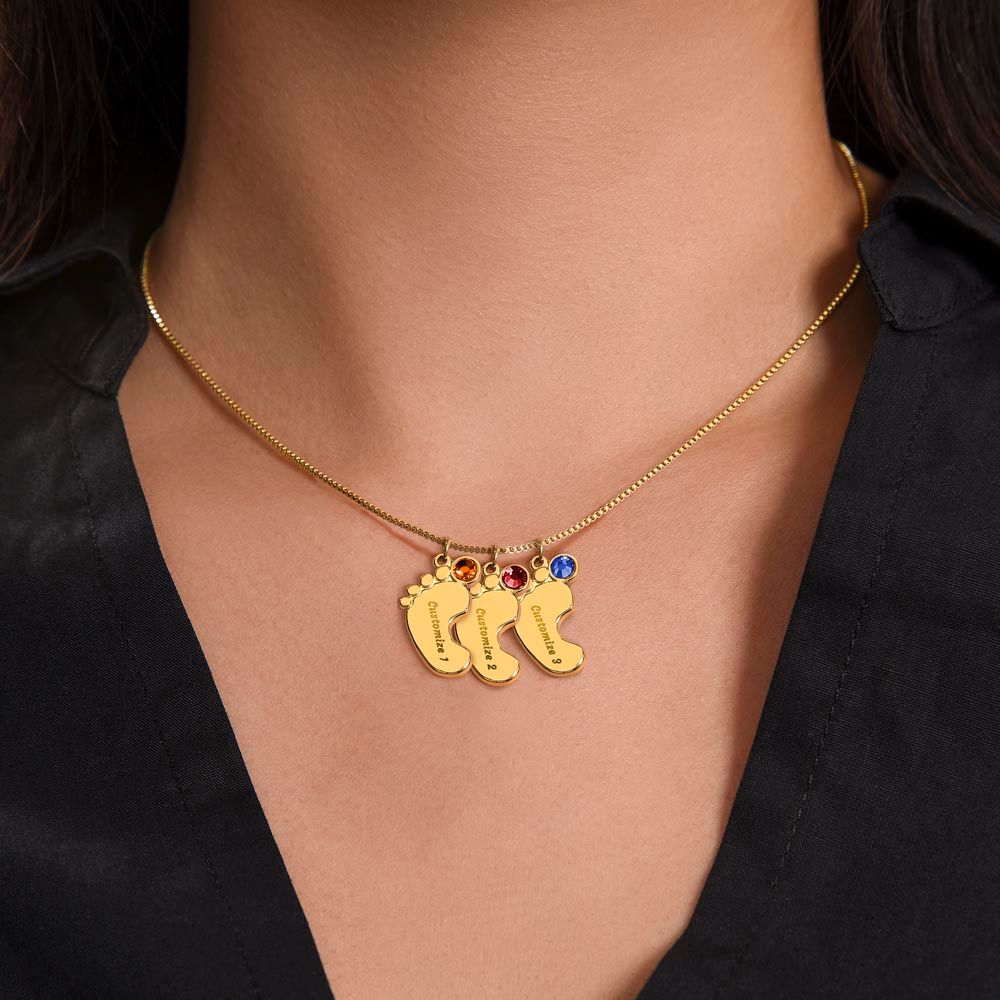 Mom | We Love You | Custom Baby Feet Necklace