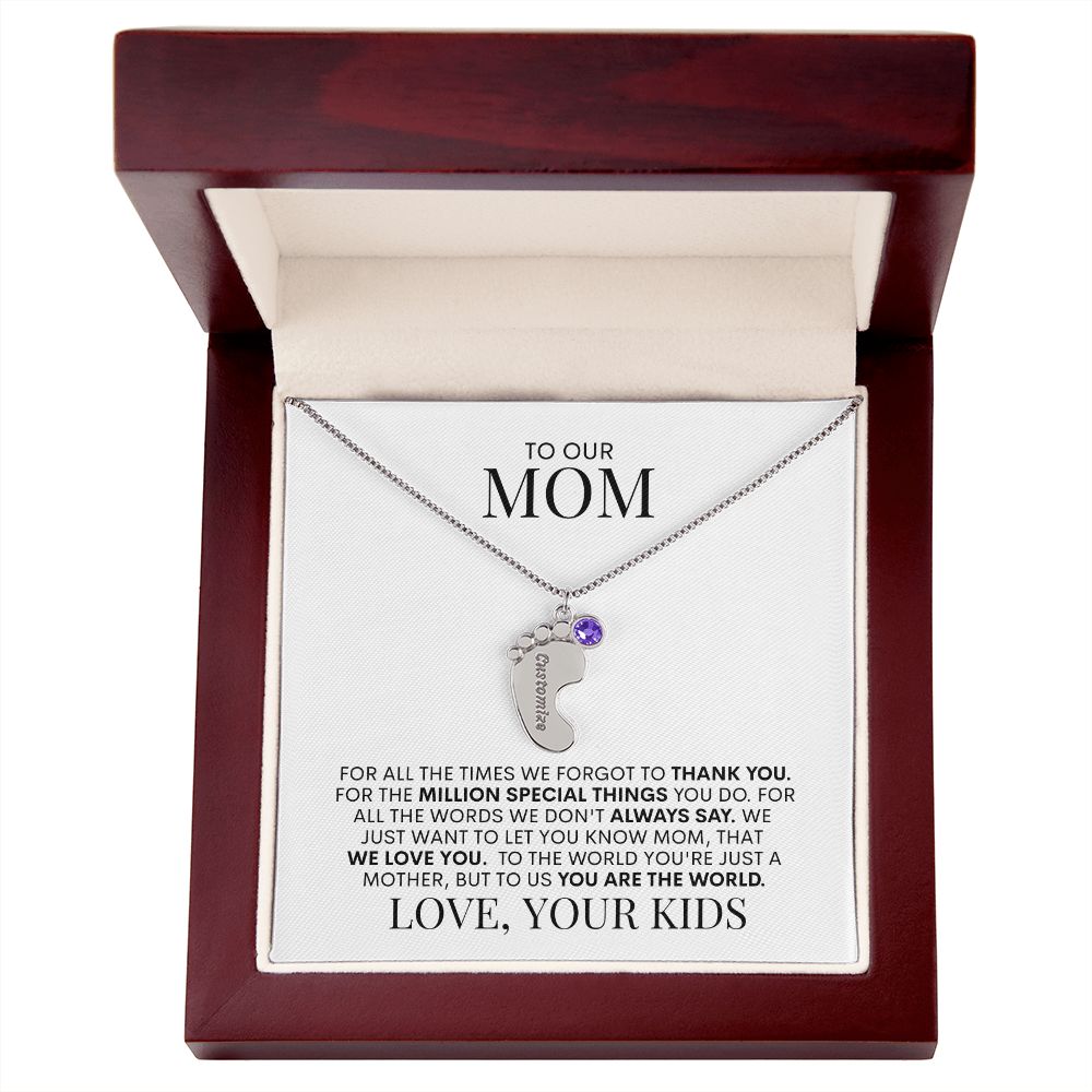 Mom | We Love You | Custom Baby Feet Necklace