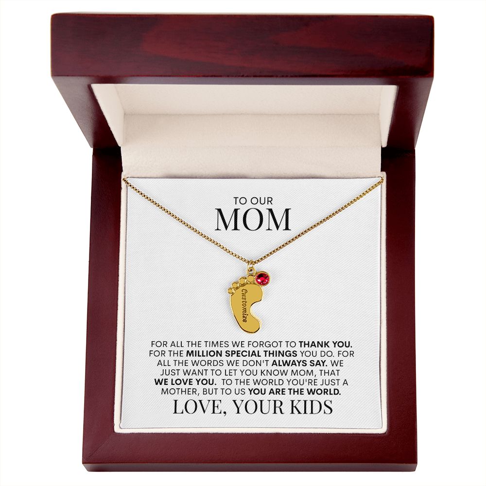 Mom | We Love You | Custom Baby Feet Necklace