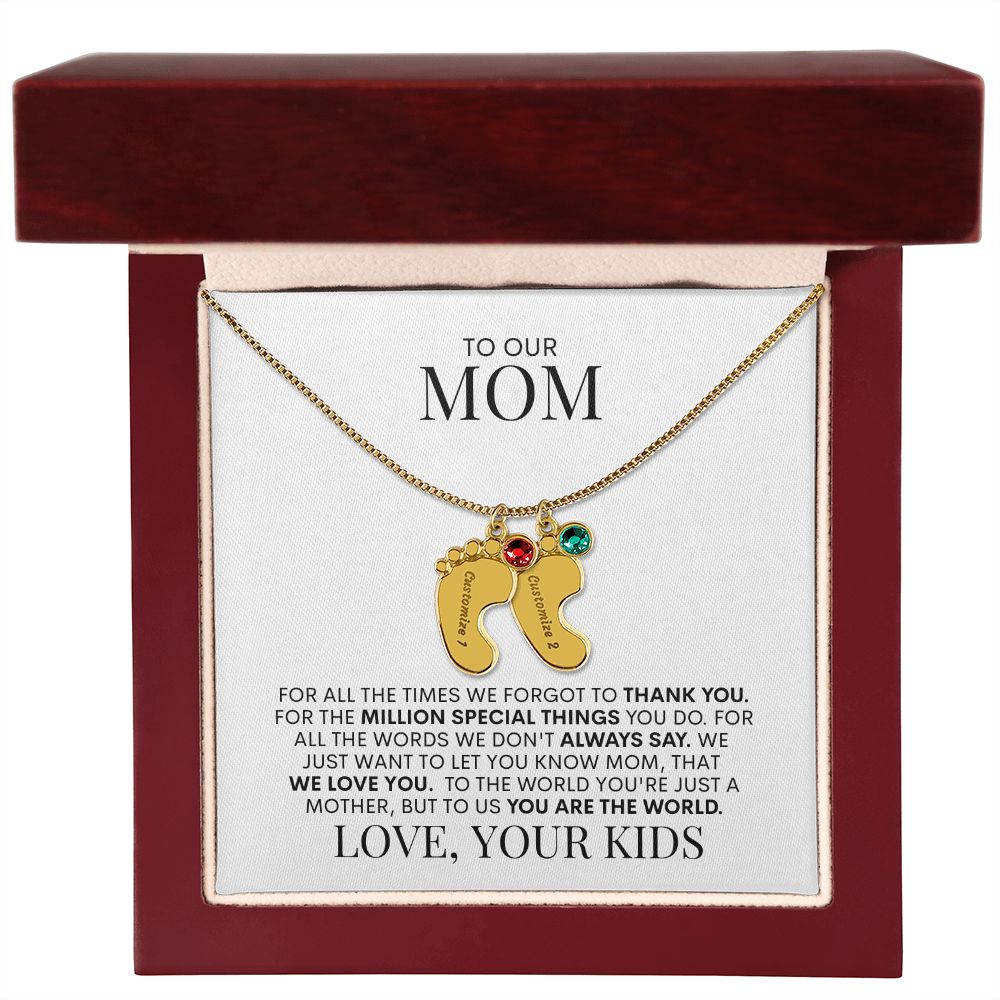 Mom | We Love You | Custom Baby Feet Necklace