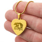 Mama Bear Heart Engraved Necklace | 1 Cub | Personalized Engraving