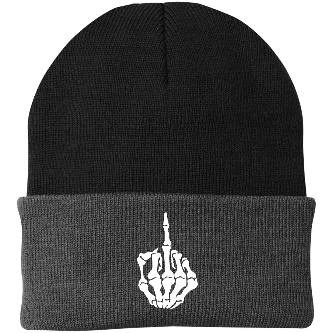 Defiant Skull Gesture Beanie