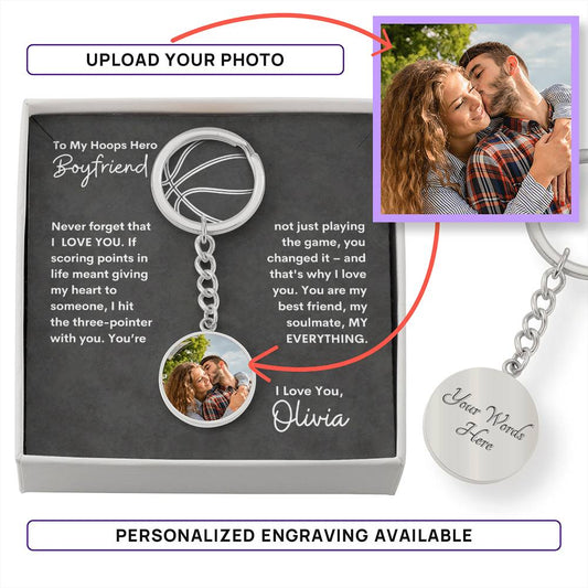 Gift For Boyfriend For Anniversary/Birthday/Valentines | Personalized Basketball Keychain For Boyfriend From Girlfriend | Birthday/Christmas/Valentines Gift