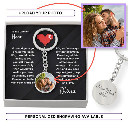 Personalized Photo Keychain Boyfriend Gift For Anniversary | Gamer Couple Keychain For Boyfriend From Girlfriend | Video Game Gifts | Birthday Gift