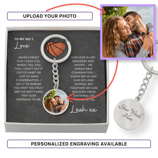 Personalized Gift For Him For Anniversary | Custom Photo Gift For Boyfriend From Girlfriend | Basketball Keychain | Christmas | Valentines Gift