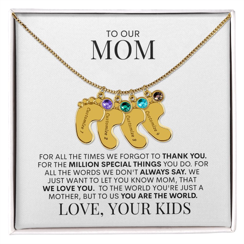 Mom | We Love You | Custom Baby Feet Necklace