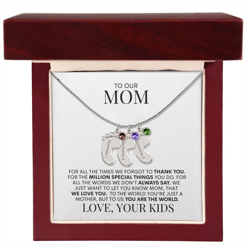 Mom | We Love You | Custom Baby Feet Necklace