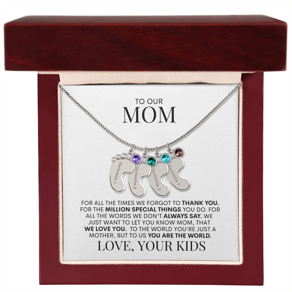 Mom | We Love You | Custom Baby Feet Necklace